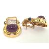 Image 3 : 14K Yellow Gold Ruby, Sapphire & Diamond Earrings