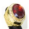 Image 2 : 18K Yellow Gold Garnet Diamond Ring