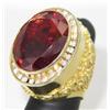 Image 3 : 18K Yellow Gold Garnet Diamond Ring