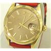 Image 2 : Rolex 14K Yellow Gold Date Just Leather Strap Watch