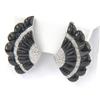 Image 1 : 18K White Gold Cabochon Onyx & Diamond Earrings