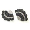 Image 2 : 18K White Gold Cabochon Onyx & Diamond Earrings