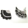 Image 3 : 18K White Gold Cabochon Onyx & Diamond Earrings