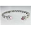 Image 1 : David Yurman Silver Pink Quartz & Diamond Bangle.