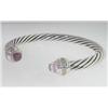 Image 2 : David Yurman Silver Pink Quartz & Diamond Bangle.
