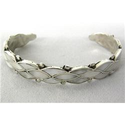 Native American Zuni Silver Inlay MOP Bracelet