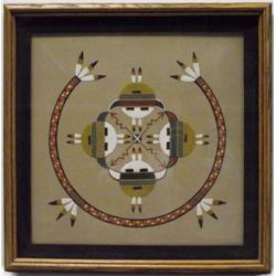 Framed Native American Navajo Sand Painting