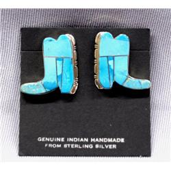 Native American Navajo Boot Earrings by M. Francis