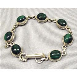 High Fashion Sterling Malachite Link Bracelet