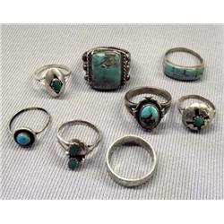 8 Native American Navajo Rings