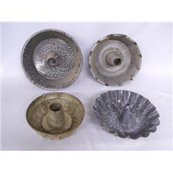 4 Antique Graniteware & Metal Cake Pans