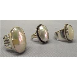 3 Southwestern Sterling Silver Mother of Pearl Rings