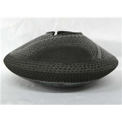 Mata Ortiz Black on Black Textured Pot by B. Soto