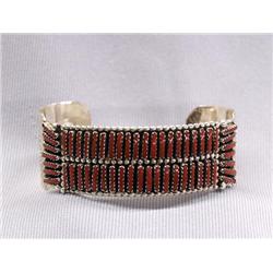 Native American Zuni Coral Bracelet by Yazzie