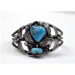 Native American Navajo Silver Turquoise Bracelet