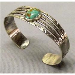 1930-1940s Fred Harvey Silver Turquoise Bracelet