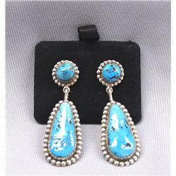 Native American Zuni Turquoise Earrings by Leekya