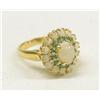 Image 2 : Gold Vermeil Ring With Emeralds and Opals