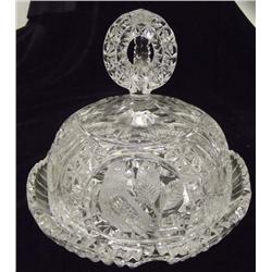 Vintage Cut Glass Covered Butter/Cheese Dish