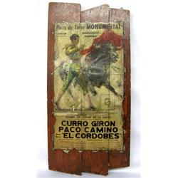 Plaza De Tores Bullfight Poster On Board Decoupage