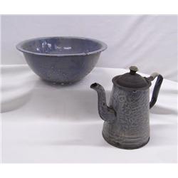 Antique Graniteware Coffee Pot & Colander