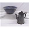 Image 1 : Antique Graniteware Coffee Pot & Colander