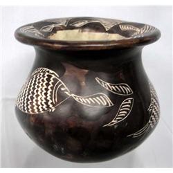 Kenyan African Etched Pottery Jar
