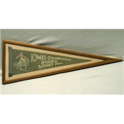 Vintage Framed Iowa Rodeo Pennant