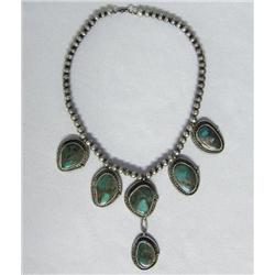 Native American Navajo Turquoise Silver Choker