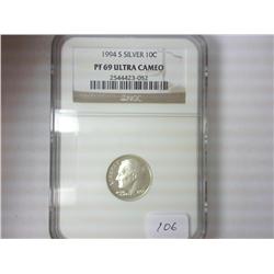 1994-S SILVER ROOSEVELT DIME NGC PF69 ULTRA CAMEO