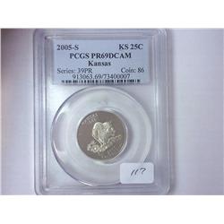 2005-S KANSAS QUARTER PCGS PR69DCAM