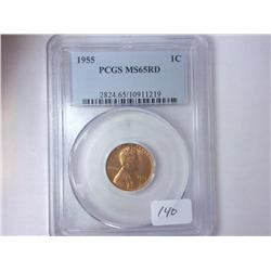 1955 LINCOLN CENT PCGS MS65RD
