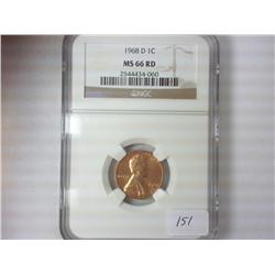 1968-D LINCOLN CENT NGC MS66RD