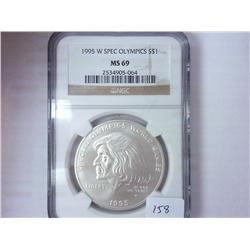 1995-W SPECIAL OLYMPICS SILVER DOLLAR NGC MS69