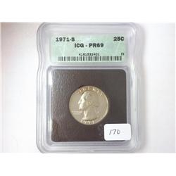 1971-S WASHINGTON QUARTER ICG PR69DCAM