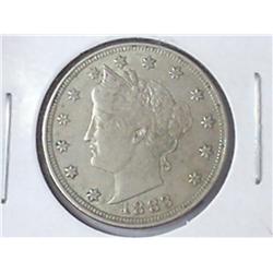 1883 NO CENTS LIBERTY "V" NICKEL (AU)