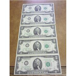SERIAL # RUN OF 5-1976 $2 FRN'S (GEM CU)