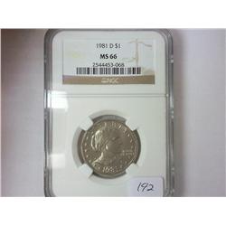 1981-D SBA DOLLAR NGC MS66