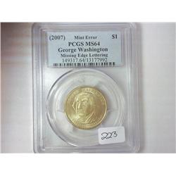 ERROR 2007 WASHINGTON $ MISSING EDGE LETTERING