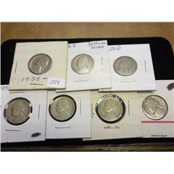 1938, 3-38-D,38-S, 2-39-S JEFFERSON NICKELS