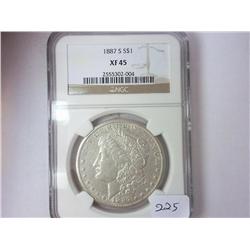1887-S MORGAN SILVER DOLLAR NGC XF45