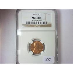 1969 LINCOLN CENT NGC MS65RD