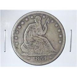 1854 SEATED LIBERTY HALF DOLLAR (VERY GOOD)