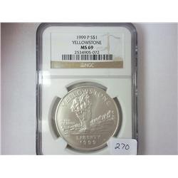 1999-P YELLOWSTONE SILVER DOLLAR NGC MS69