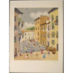 Claude Tabet Signed Art Print Street Scene