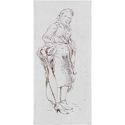 Isabel Bishop YOUNG WOMAN WITH KERCHIEF 1943 Signed