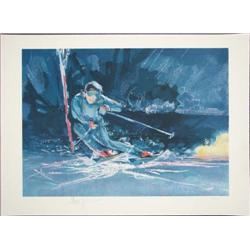Steven Kuzma DOWNHILL SKIER Skiing LE Sports Art Print