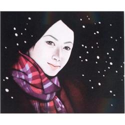 Kaoru Saito SNOWY NIGHT Mezzotint Japanese Art Print