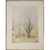 Image 1 : Sailcart Signed Etching Landscape Art Print Tree
