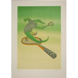 Fabulous Funny ALLIGATOR TENNIS Signed LE Art Print